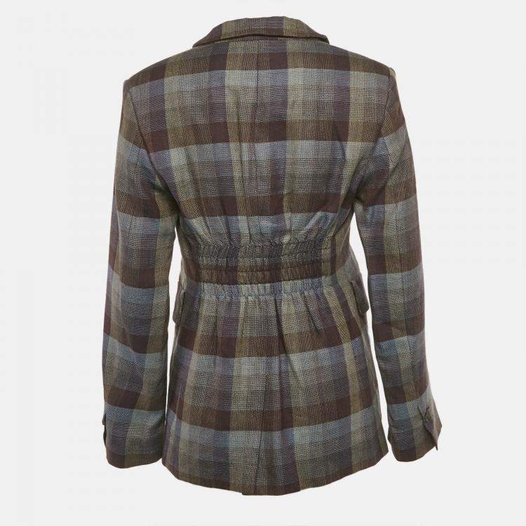 Pre Owned Qasimi Multicolor Plaid Wool Blend Single Breasted Blazer L 