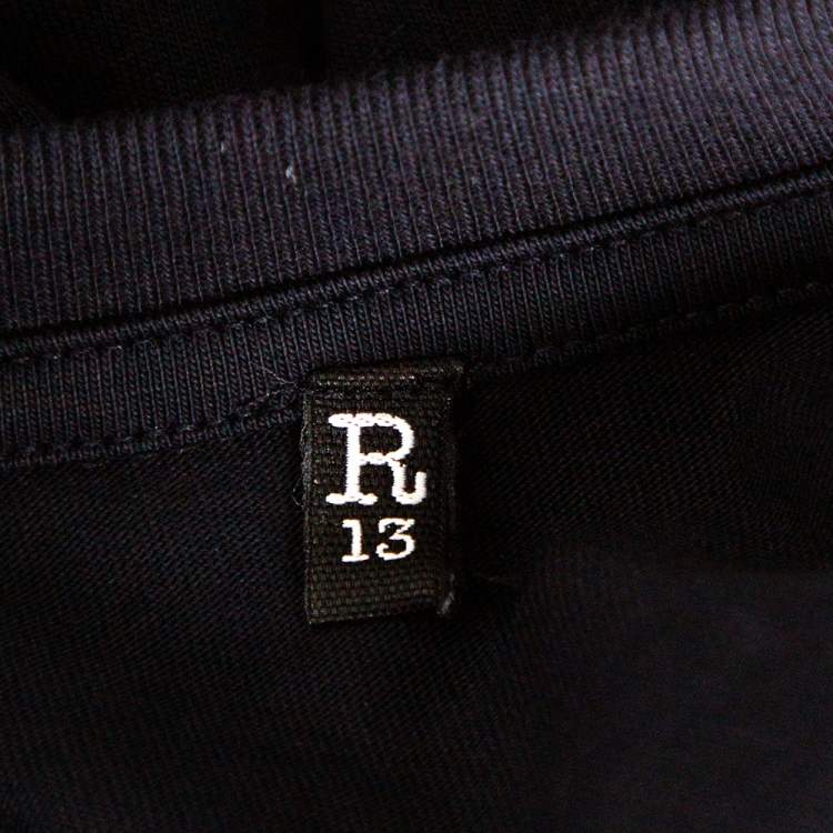 Pre Owned R13 Navy Blue Cotton Biggie Throne Curtis Printed Short Sleeve T-Shirt L