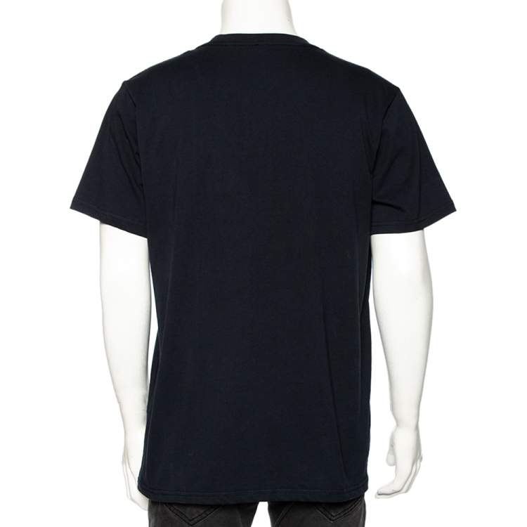 Pre Owned R13 Navy Blue Cotton Biggie Throne Curtis Printed Short Sleeve T-Shirt L