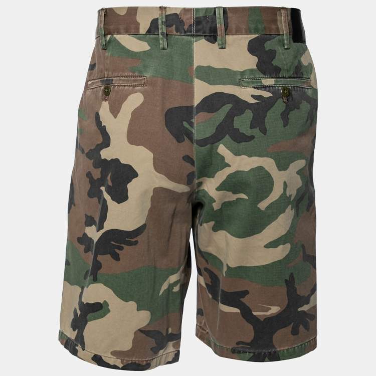 R13 Multicolored Camouflage Print Cotton Crossover Waist Shorts M