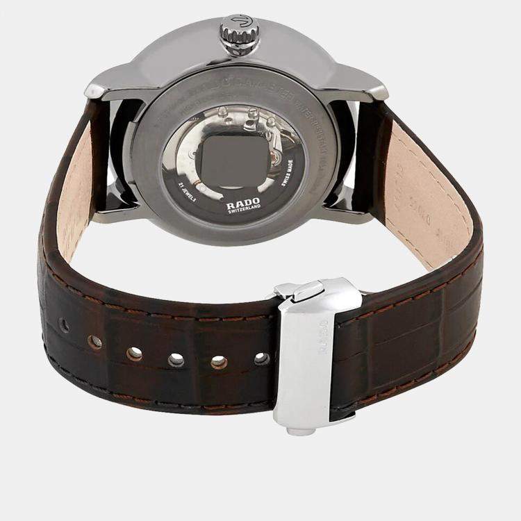 Pre Owned Rado Brown Leather Watch 43 mm
