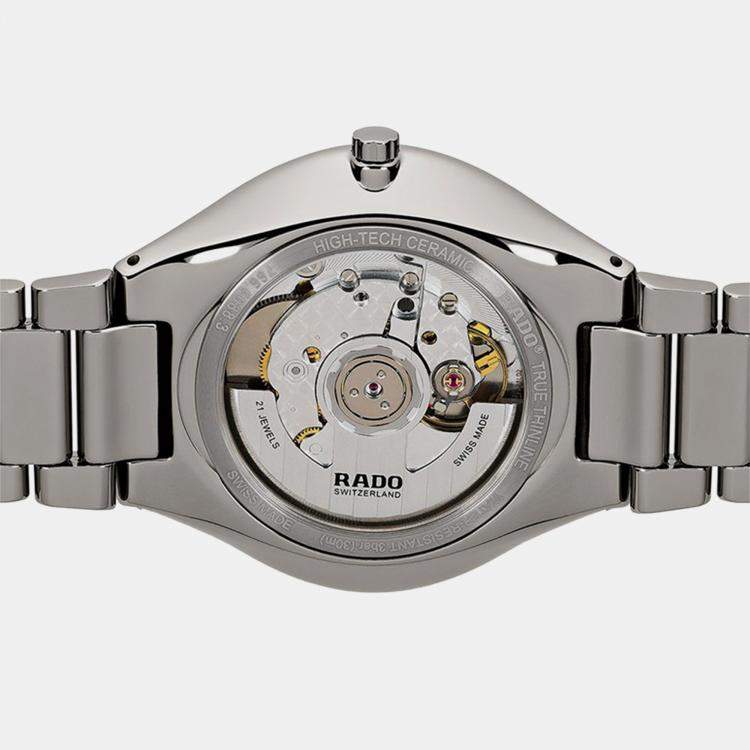 Pre Owned Rado True Thinline Silver Ceramic Men's Watch R27088202 39 mm