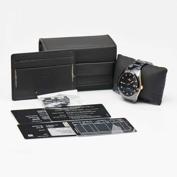 Pre Owned Rado Black Ceramic Diamond Gold Tone Stainless Steel Limited Edition Hyperchrome R32291712 Men's Wristwatch 42 mm