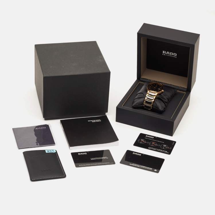 Pre Owned Rado Black Ceramic PVD Coated Stainless Steel Centrix R30953152 Men's Wristwatch 38 mm