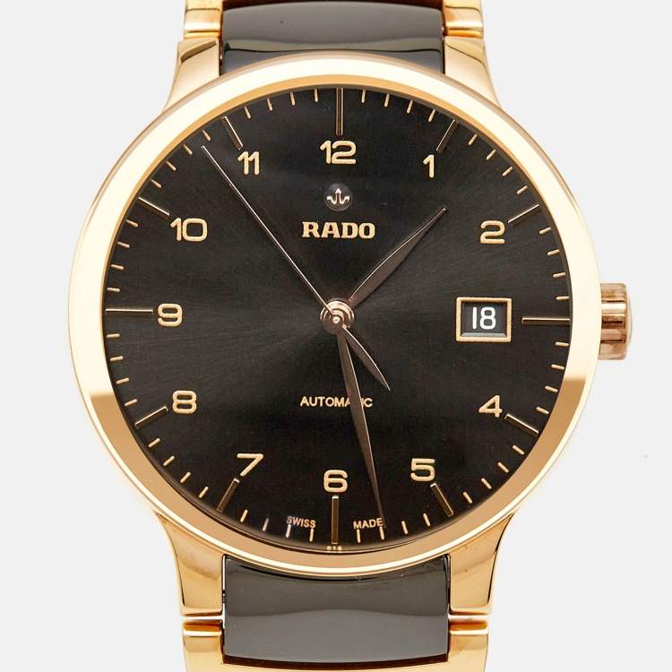 Pre Owned Rado Black Ceramic PVD Coated Stainless Steel Centrix R30953152 Men's Wristwatch 38 mm