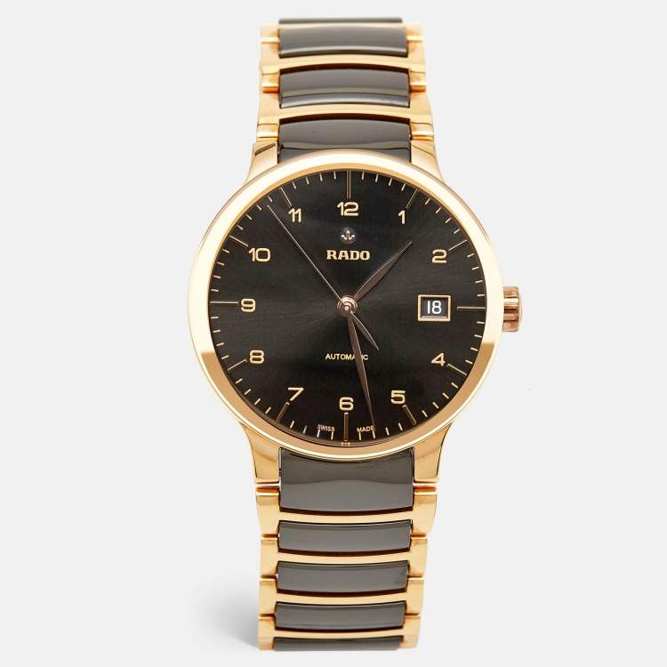 Pre Owned Rado Black Ceramic PVD Coated Stainless Steel Centrix R30953152 Men's Wristwatch 38 mm