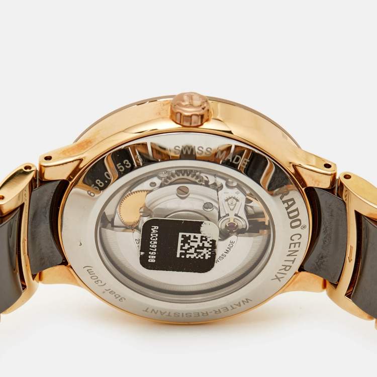 Pre Owned Rado Black Ceramic PVD Coated Stainless Steel Centrix R30953152 Men's Wristwatch 38 mm