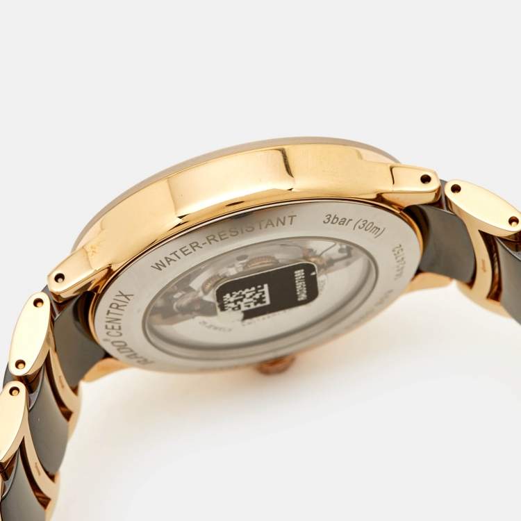 Pre Owned Rado Black Ceramic PVD Coated Stainless Steel Centrix R30953152 Men's Wristwatch 38 mm