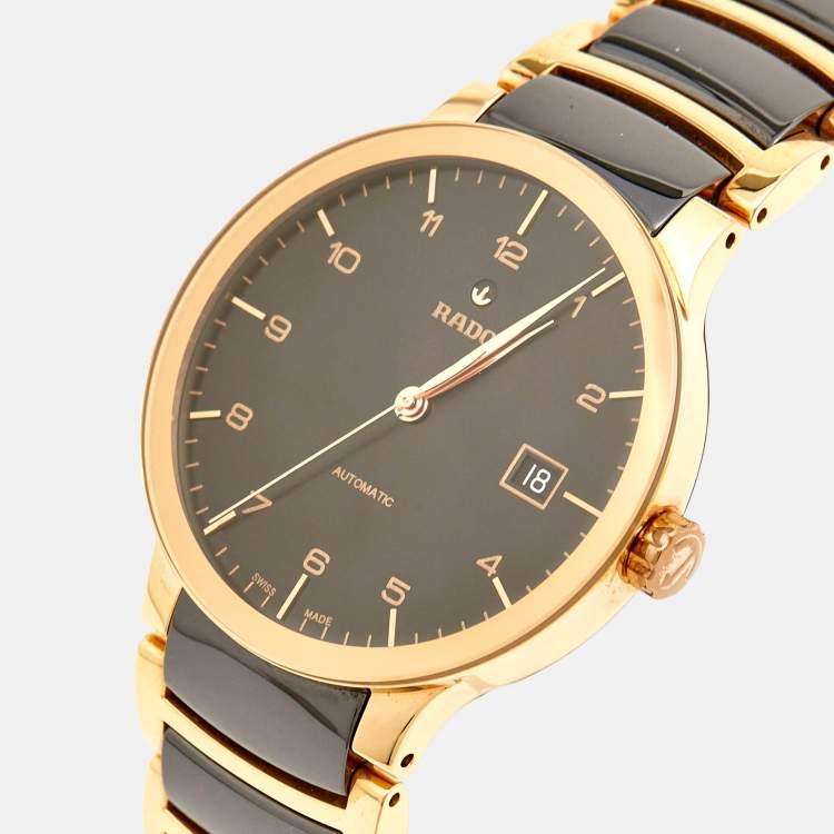 Pre Owned Rado Black Ceramic PVD Coated Stainless Steel Centrix R30953152 Men's Wristwatch 38 mm