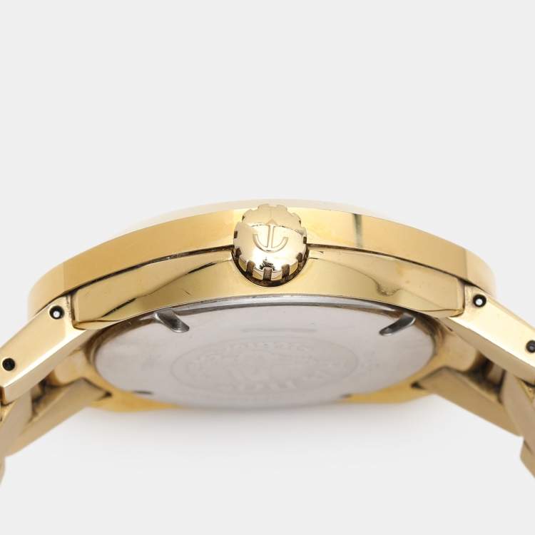 Pre Owned Rado Black Gold Tone Stainless Steel R12951153 Men's Wristwatch 35 mm