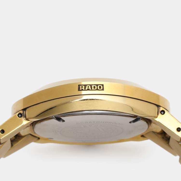 Pre Owned Rado Black Gold Tone Stainless Steel R12951153 Men's Wristwatch 35 mm