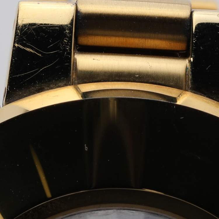 Pre Owned Rado Black Gold Tone Stainless Steel R12951153 Men's Wristwatch 35 mm