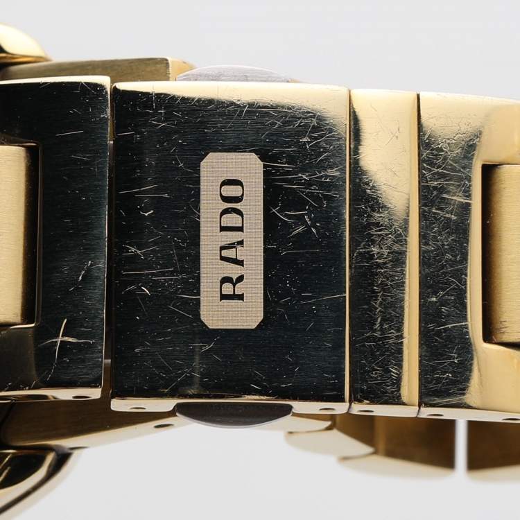 Pre Owned Rado Black Gold Tone Stainless Steel R12951153 Men's Wristwatch 35 mm