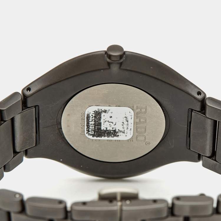 Pre Owned Rado True Thinline R27011902 Brown Mother Of Pearl Dial Diamond High-Tech Ceramic Titanium Men's Wristwatch 39 mm