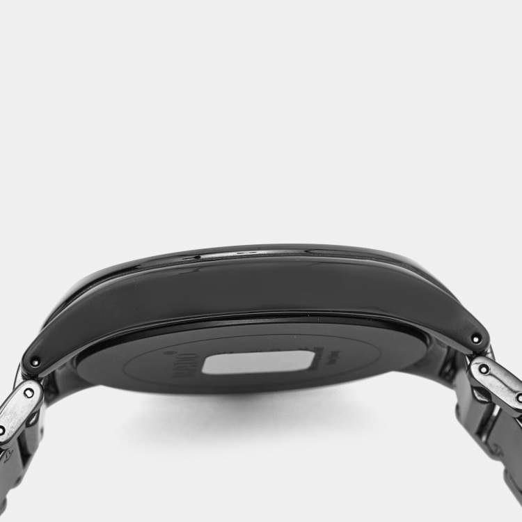 Pre Owned Rado True Round R27238162 Black Dial High-Tech Ceramic Titanium Men's Wristwatch 40 mm