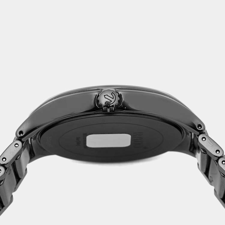 Pre Owned Rado True Round R27238162 Black Dial High-Tech Ceramic Titanium Men's Wristwatch 40 mm
