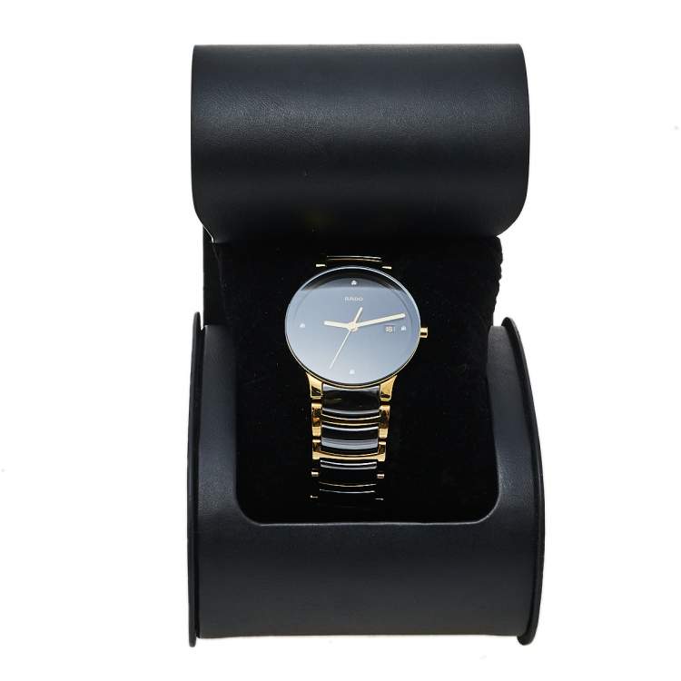 Pre Owned Rado Black Gold PVD Stainless Steel Ceramic Centrix Jubile 115.0929.3 Men's Wristwatch 38 mm