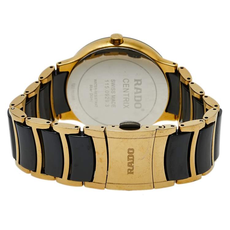 Pre Owned Rado Black Gold PVD Stainless Steel Ceramic Centrix Jubile 115.0929.3 Men's Wristwatch 38 mm