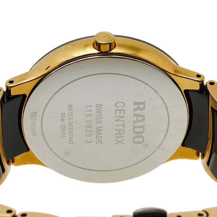 Pre Owned Rado Black Gold PVD Stainless Steel Ceramic Centrix Jubile 115.0929.3 Men's Wristwatch 38 mm