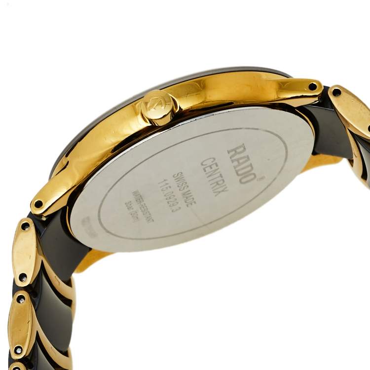 Pre Owned Rado Black Gold PVD Stainless Steel Ceramic Centrix Jubile 115.0929.3 Men's Wristwatch 38 mm