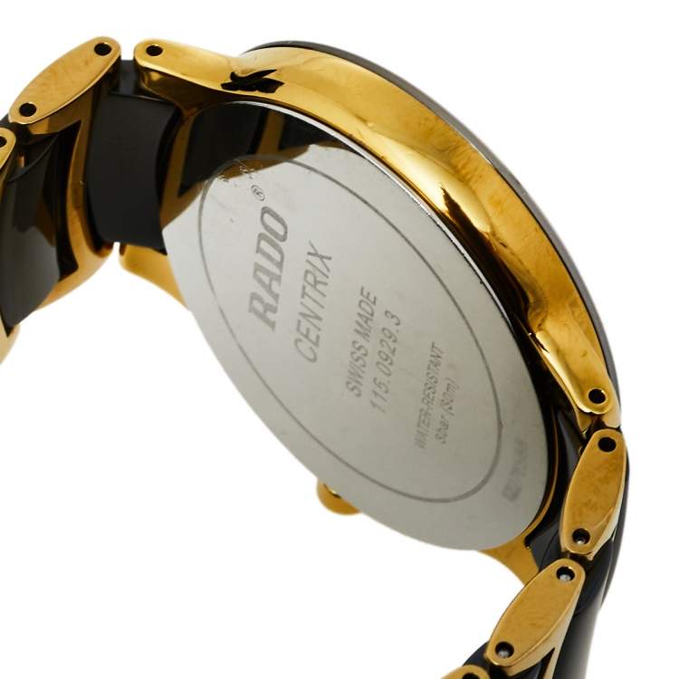 Pre Owned Rado Black Gold PVD Stainless Steel Ceramic Centrix Jubile 115.0929.3 Men's Wristwatch 38 mm