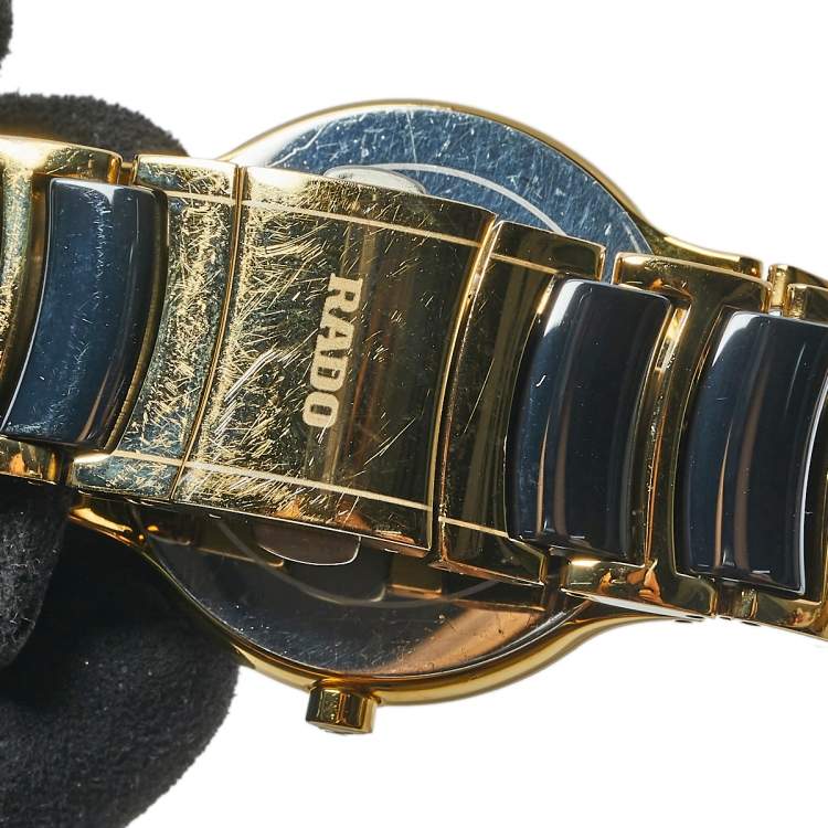 Pre Owned Rado Black Gold PVD Stainless Steel Ceramic Centrix Jubile 115.0929.3 Men's Wristwatch 38 mm