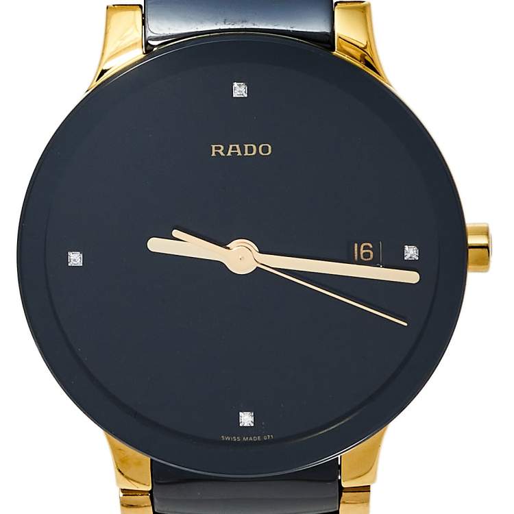 Pre Owned Rado Black Gold PVD Stainless Steel Ceramic Centrix Jubile 115.0929.3 Men's Wristwatch 38 mm