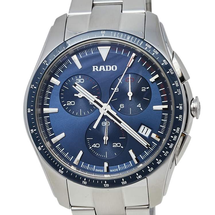 Pre Owned Rado Blue Stainless Steel HyperChrome R32259203 Chrono Men's Wristwatch 44 mm