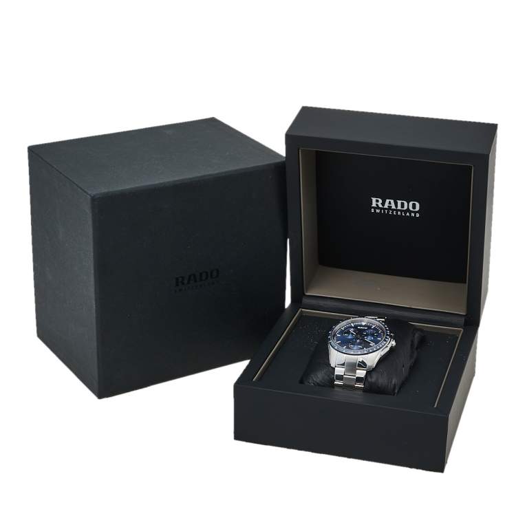 Pre Owned Rado Blue Stainless Steel HyperChrome R32259203 Chrono Men's Wristwatch 44 mm