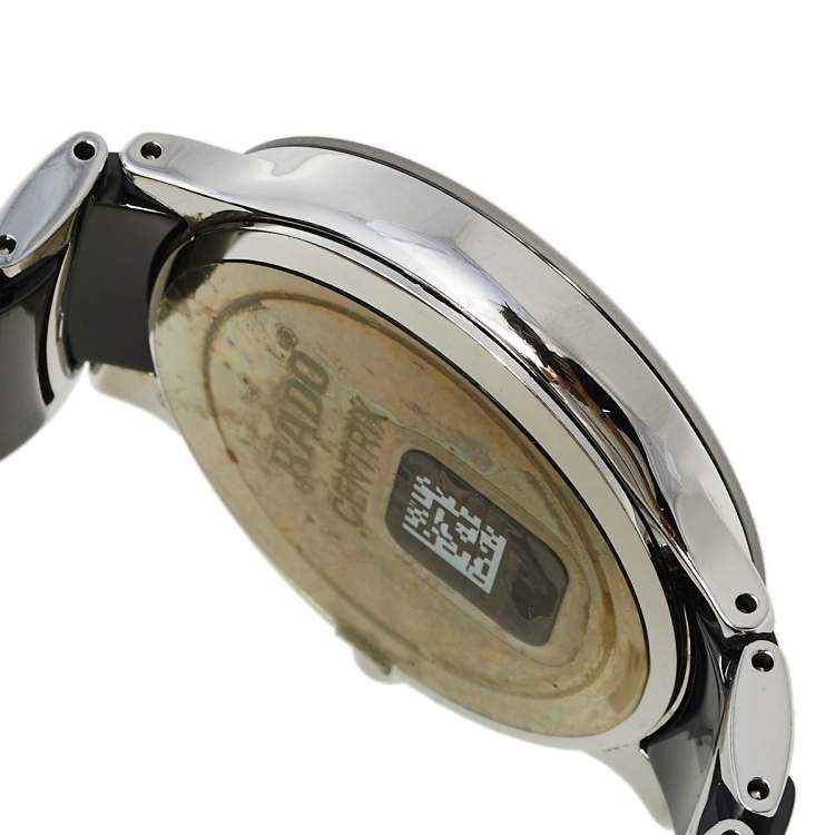 Pre Owned Rado Black Stainless Steel Ceramic Centrix Diamonds R30934712 Unisex Wristwatch 38 mm