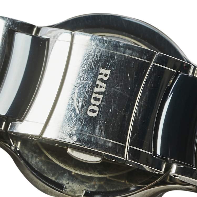 Pre Owned Rado Black Stainless Steel Ceramic Centrix Diamonds R30934712 Unisex Wristwatch 38 mm