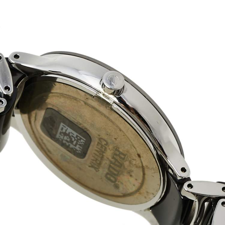 Pre Owned Rado Black Stainless Steel Ceramic Centrix Diamonds R30934712 Unisex Wristwatch 38 mm