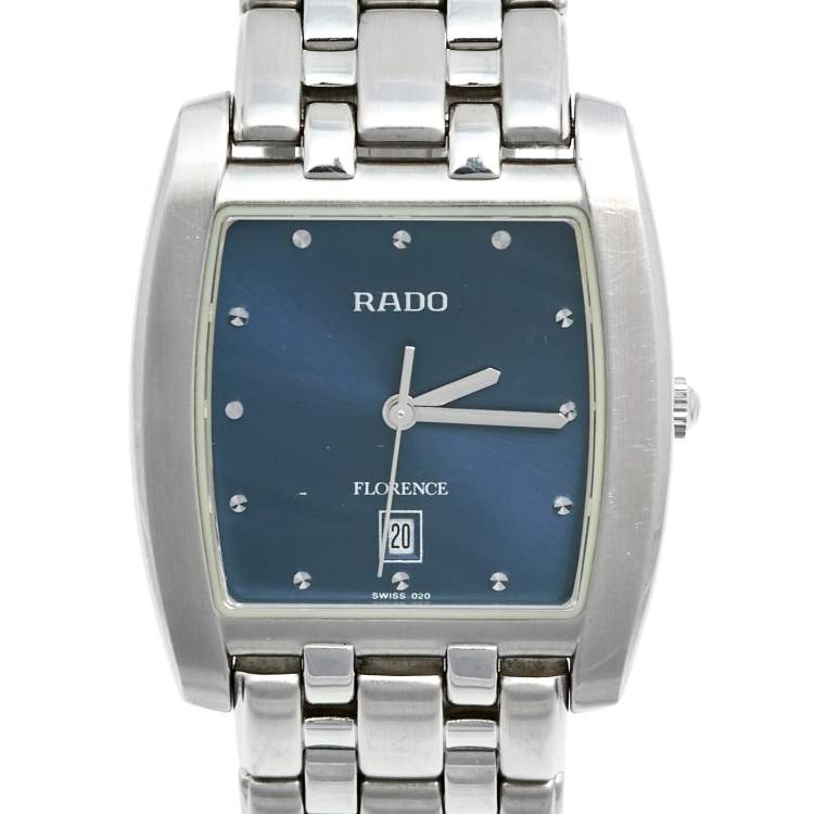 Pre Owned Rado Blue Stainless Steel Florence 152.3724.4 Men's Wristwatch 30 mm