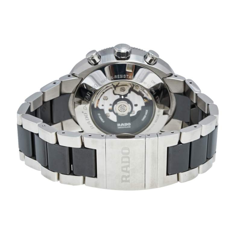 Pre Owned Rado Black Stainless Steel Ceramic D-Star R15965152 Men's Wristwatch 44 mm