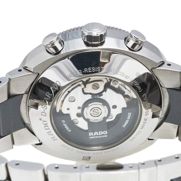 Pre Owned Rado Black Stainless Steel Ceramic D-Star R15965152 Men's Wristwatch 44 mm
