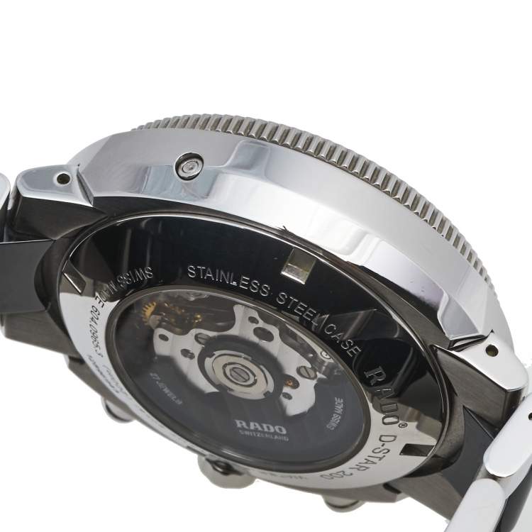Pre Owned Rado Black Stainless Steel Ceramic D-Star R15965152 Men's Wristwatch 44 mm