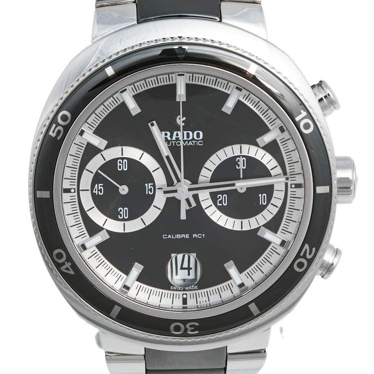 Pre Owned Rado Black Stainless Steel Ceramic D-Star R15965152 Men's Wristwatch 44 mm
