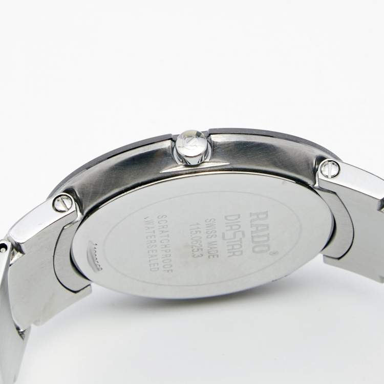 Pre Owned Rado Black Stainless Diastar Jubile 115.00625.3 Men's Wristwatch 35 mm