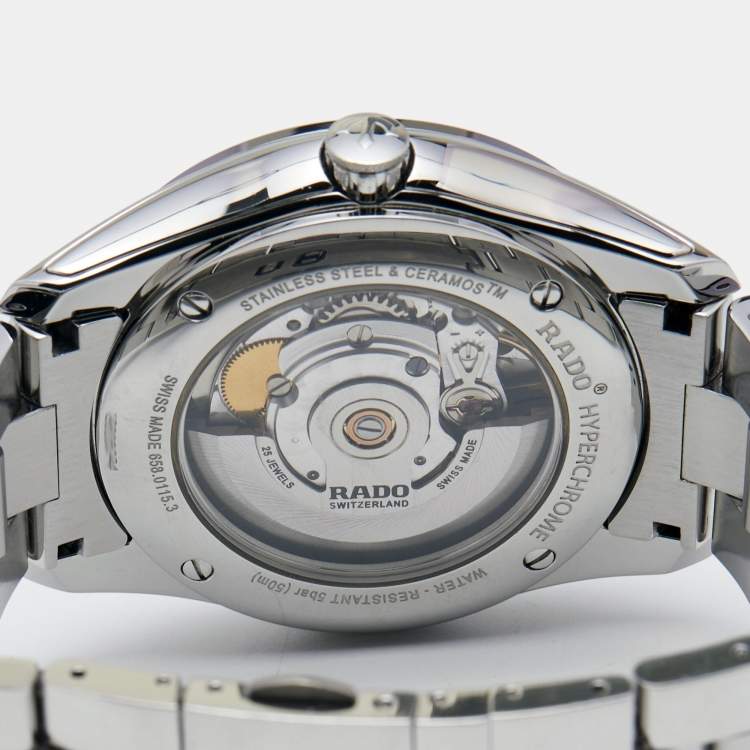 Pre Owned Rado Silver Ceramos Stainless Steel Hyperchrome R32115103 Men's Wristwatch 40 mm