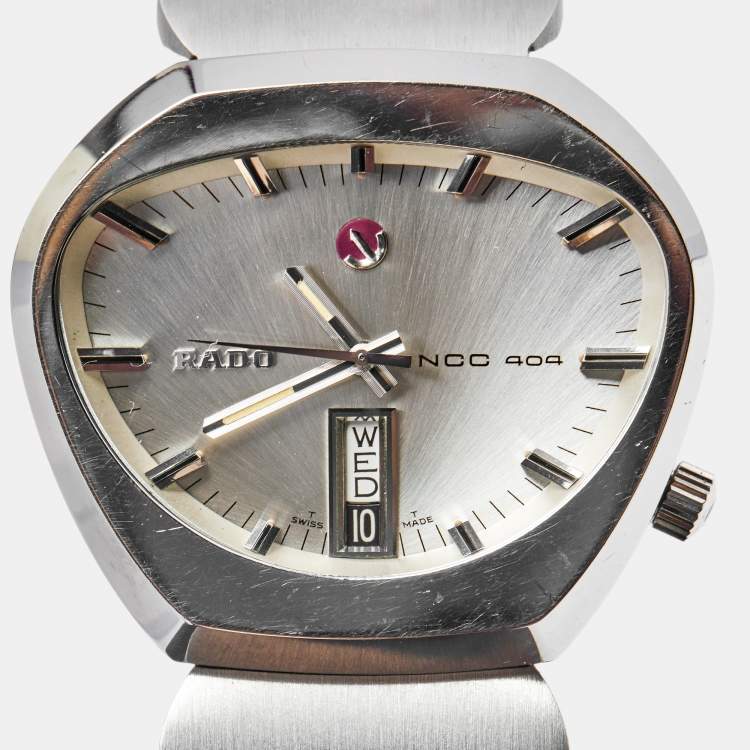 Pre Owned Rado Silver Stainless Steel Vintage NCC 404 REF.11926 Men's Wristwatch 42 mm