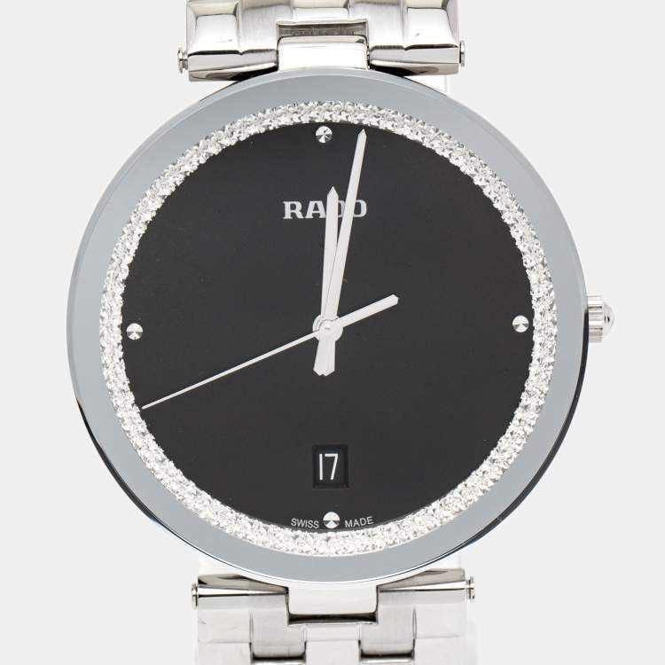 Pre Owned Rado Black Stainless Steel Florence R48870153 Men's Wristwatch 38 mm