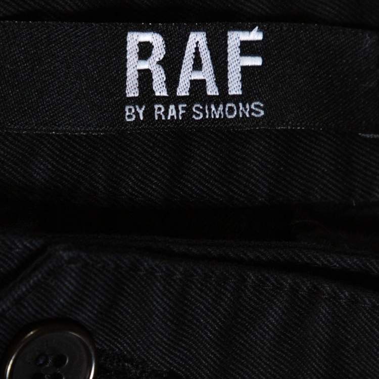 Pre Owned RAF by Raf Simons Black Denim Pleated Wide Leg Trousers XS