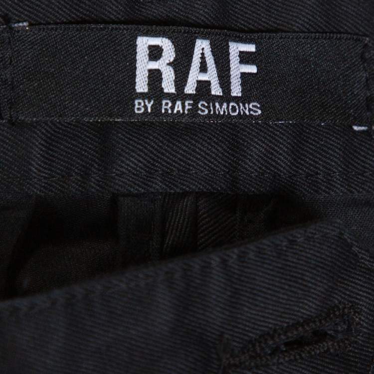 Pre Owned RAF by Raf Simons Black Denim Pleated Wide Leg Trousers XS