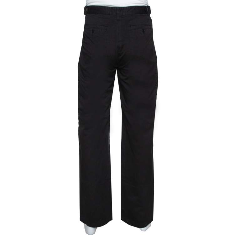 Pre Owned RAF by Raf Simons Black Denim Pleated Wide Leg Trousers XS