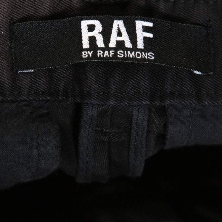 Pre Owned RAF by Raf Simons Black Denim Pleated Wide Leg Trousers S