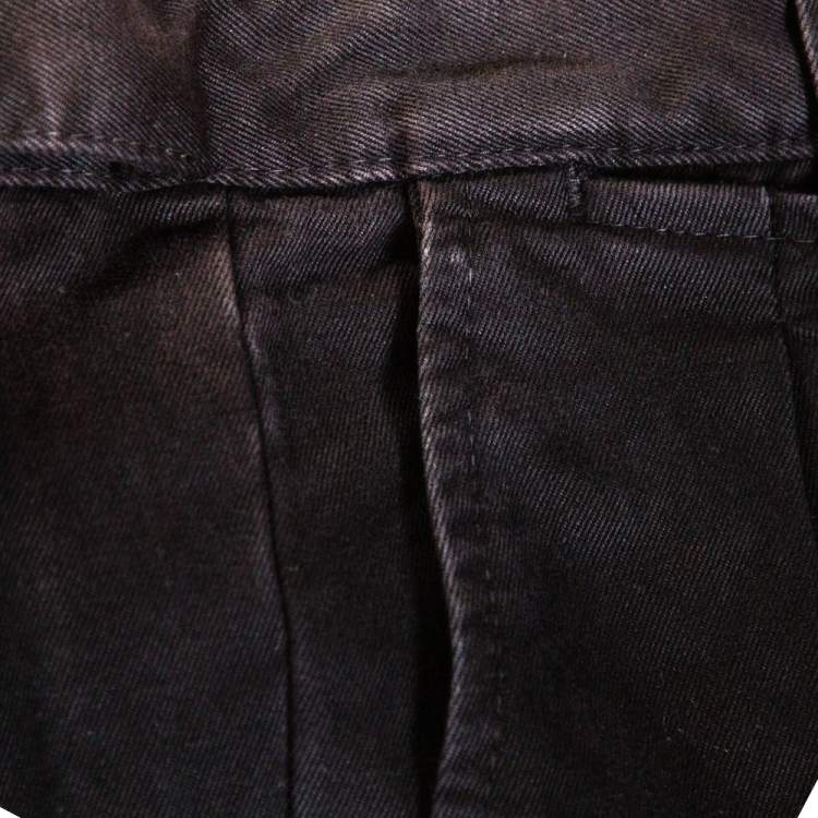 Pre Owned RAF by Raf Simons Black Denim Pleated Wide Leg Trousers S