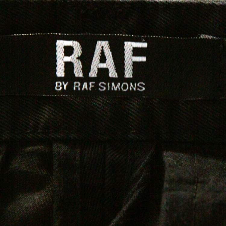 Pre Owned RAF by Raf Simons Black Denim Pleated Wide Leg Trousers XS