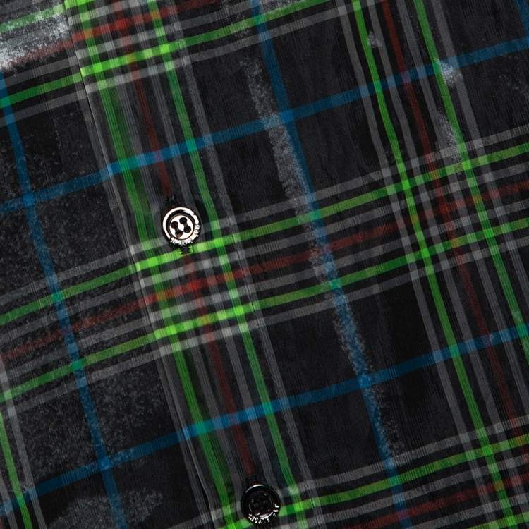Pre Owned Raf Simons Black Plaid Check Sheer Oversized Layered Shirt S
