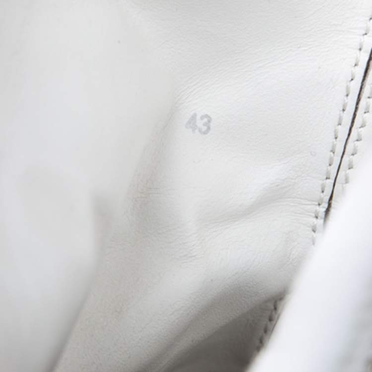 Pre Owned Raf Simons White Leather Zip Up Ankle Boots Size 43