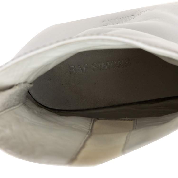 Pre Owned Raf Simons White Leather Zip Up Ankle Boots Size 43